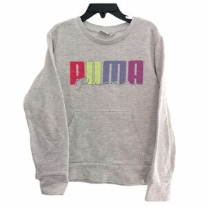 PUMA Girl’s Gray Crewneck Sweatshirt - Size 7 - Pre-Loved
